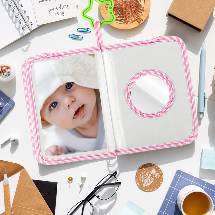 Baby Fotoalbum Stoff Kinder Kleines Fotoalbum Einsteckalbum mit Sicherheitsspiegel, für Kleinkinder,