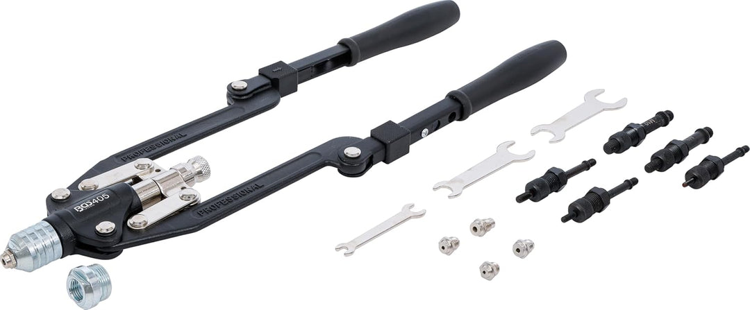 BGS 405 | Profi-Nietzangen-Satz | Langarm | 3,2 - 6,4 mm | für Alu- und Stahlnieten | Griffe umklapp