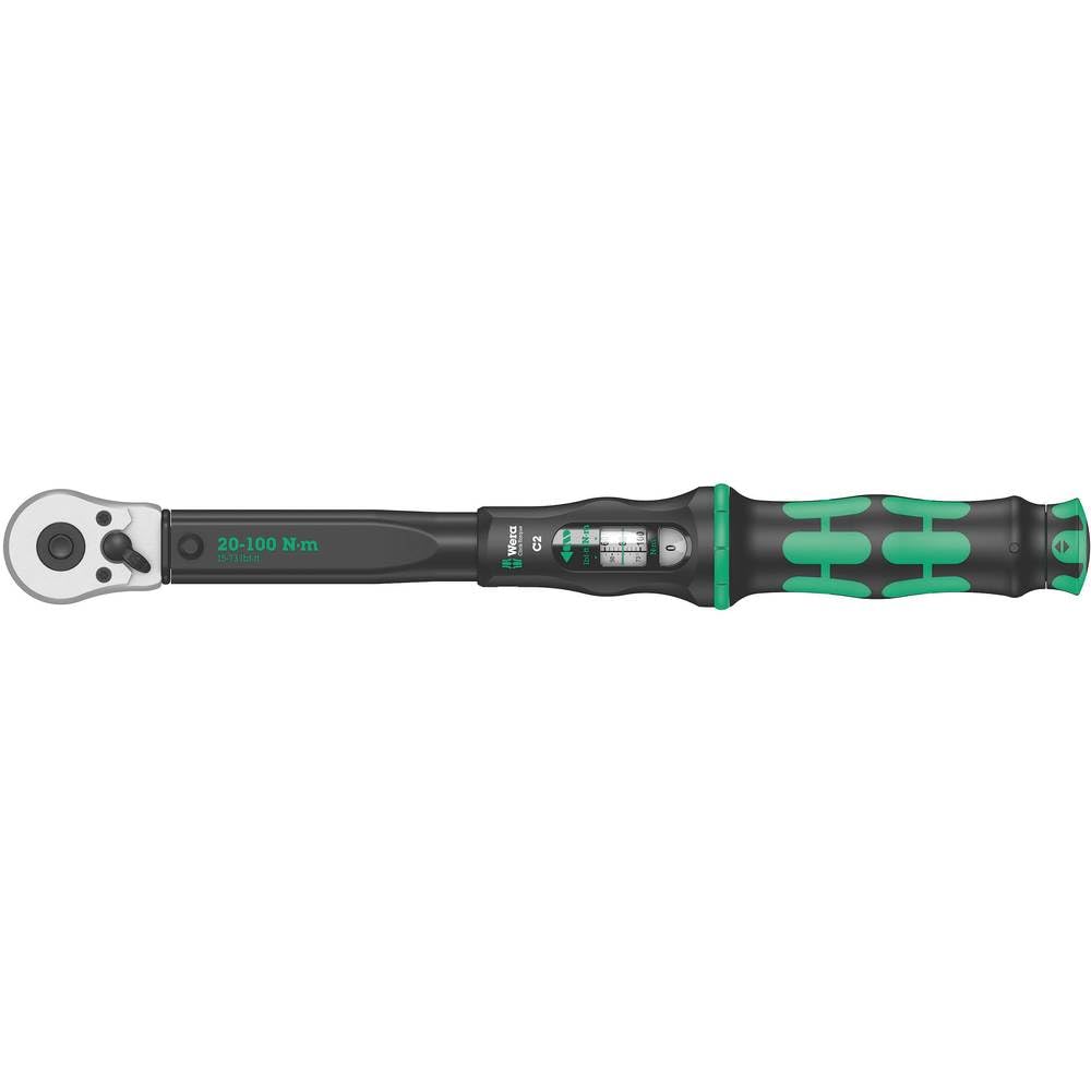 Wera 05075621001 Click-Torque C 2 Drehmomentschlüssel mit Umschaltknarre Schwarz, Grün 1/2", 20-100