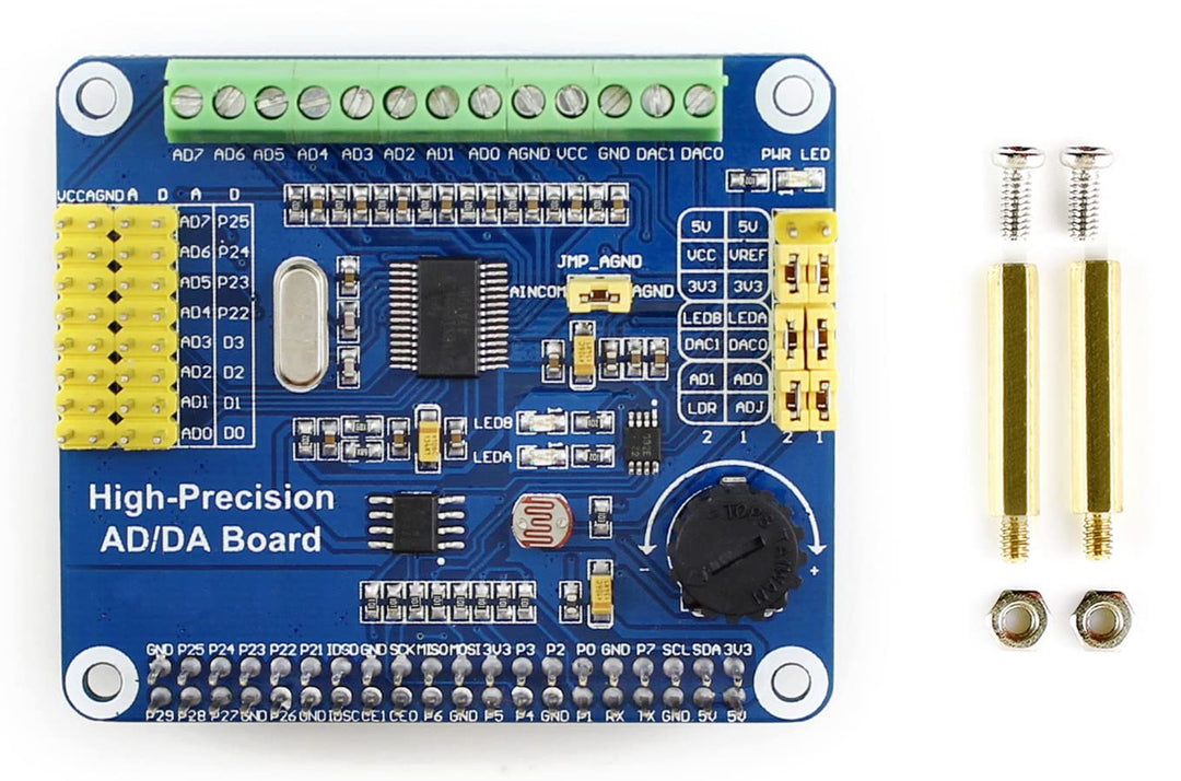 Waveshare Raspberry Pi AD/DA Expansion Sheild Board for Adding High-Precision AD/DA Functions to Ras
