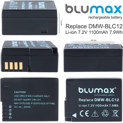 Blumax 2X Akku für Panasonic DMW BLC12 DMW BLC12 E echte 1100mAh Extra Starke Leistung passend für D