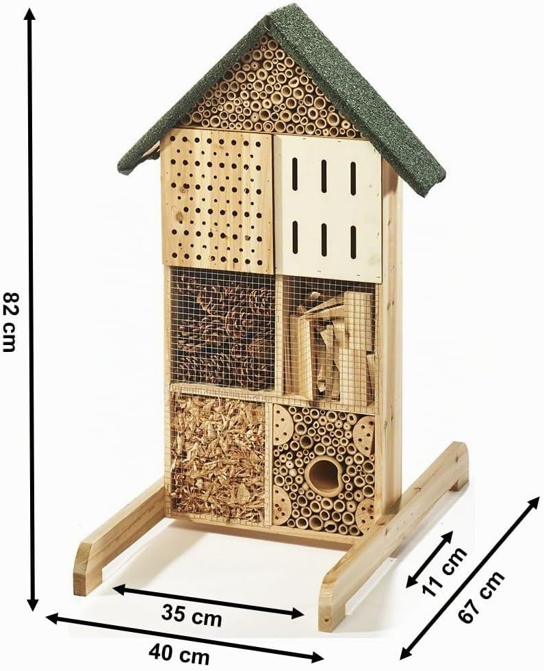 Insektenhotel Insektenhaus BEE aus Tannenholz 40x67x82 cm - mit Füllung aus verschiedenen Materialie