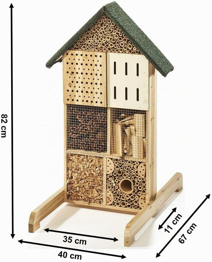 Insektenhotel Insektenhaus BEE aus Tannenholz 40x67x82 cm - mit Füllung aus verschiedenen Materialie