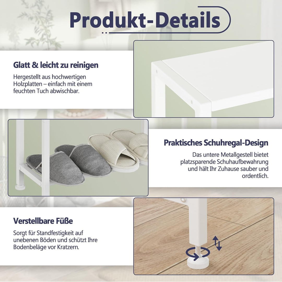 Schmaler Beistelltisch, Nachttisch, 2er Set, 3 Ablagen Nachttisch Schmal mit Stauraum, Sofa beistell