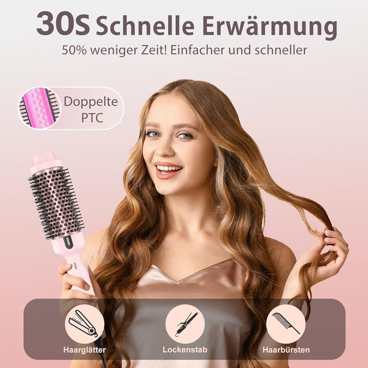Thermobürste, 1.77 Inch Stylingbürsten Negativ-Ionen, Wärmebürste Rundbürste mit 2 Temperaturstufen,