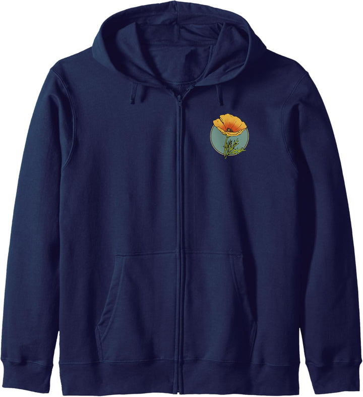 California Poppy Creative Outline and Picture Front & Back Kapuzenjacke