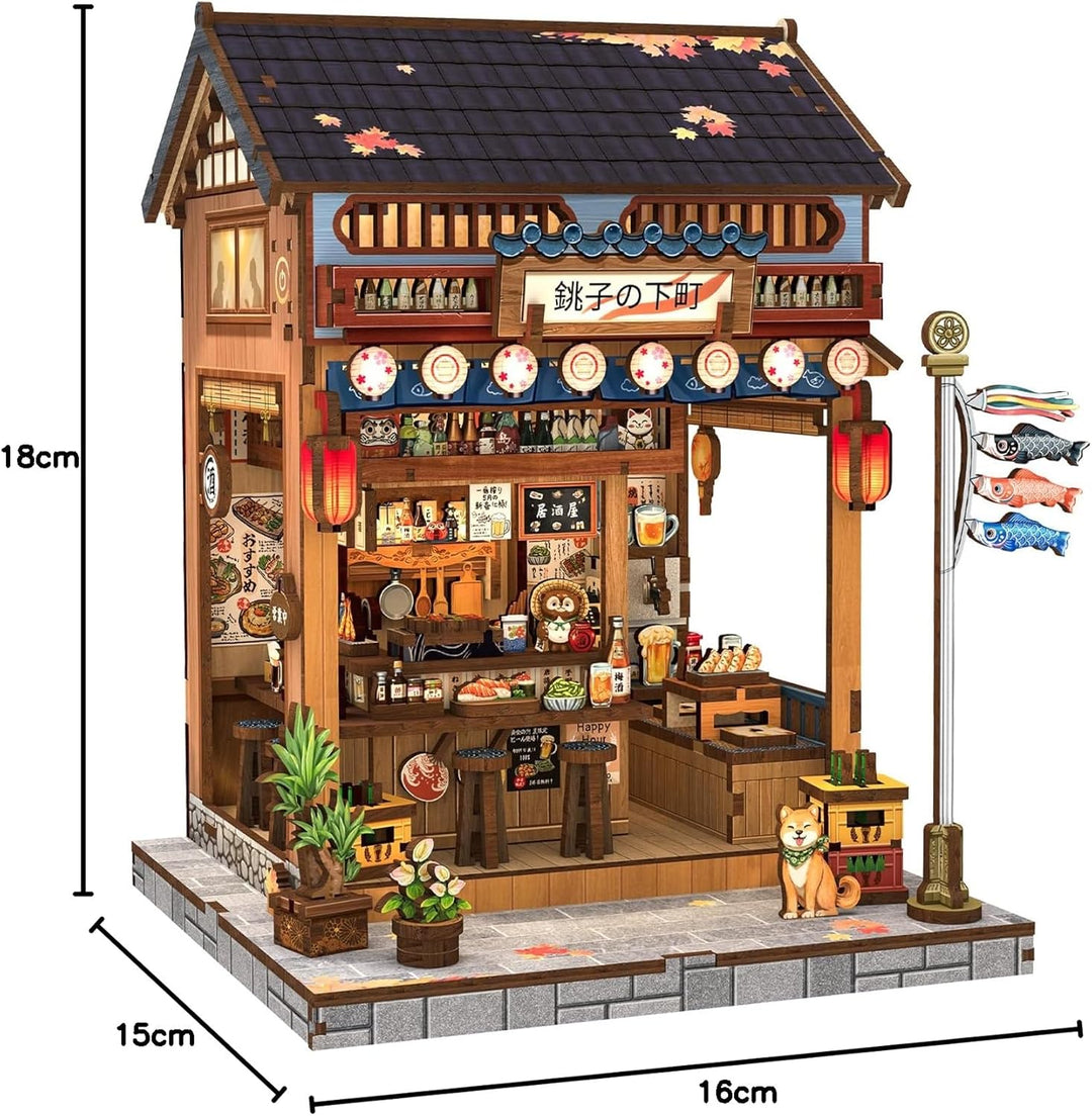 CUTEBEE Book Nook Kit für Erwachsene - Japanisches Izakaya Miniaturhaus, 3D Holzpuzzle DIY zum Selbe