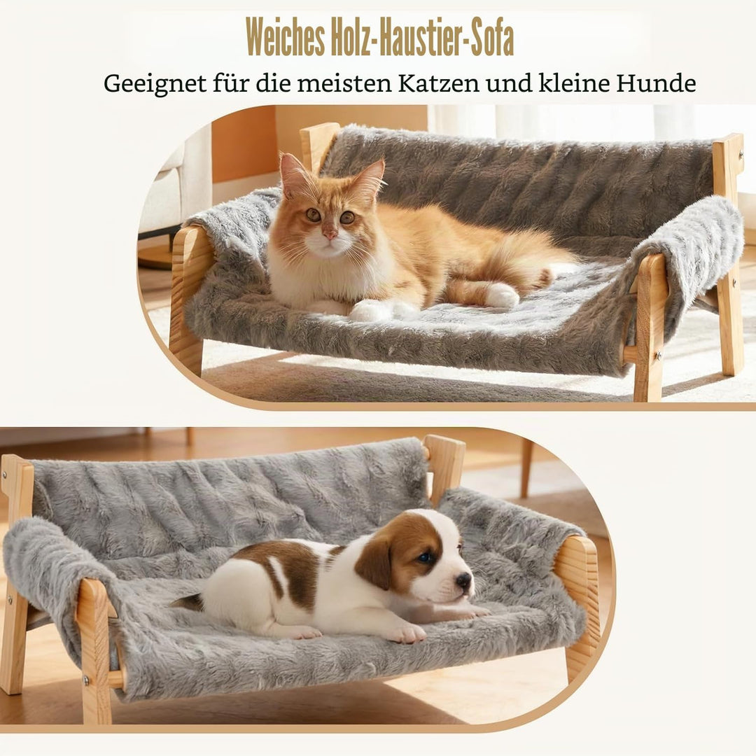 Grosse Katzenbett, Flauschig Katzenkissen Plüsch Weich Katzensofa Erhöhtes Hundehöhle mit Abnehmbare
