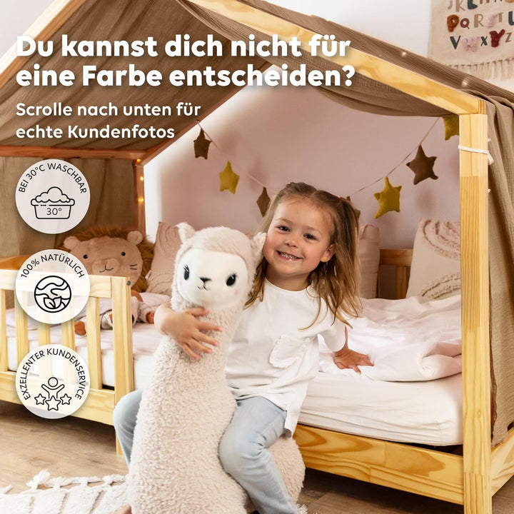 Hausbett Himmel [in 12 Farben] Betthimmel Hausbett aus 100% Baumwolle Musselin - Stoffhimmel für Hau