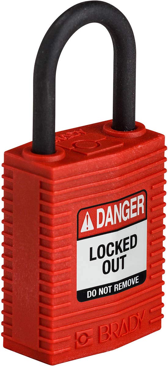 Brady (CPT-RED-25PL-KD) SafeKey Nylon Lockout-Vorhängeschloss - kompakt Mit Nylon Bügel 25.00 mm Rot