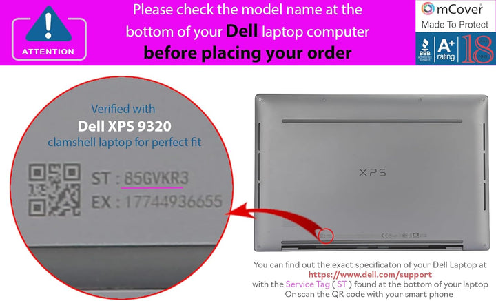 mCover Nur kompatibel mit 2022 ~ 2023 13,4 Zoll Dell XPS 13 Plus 9320 nicht-2-in-1 Serie traditionel