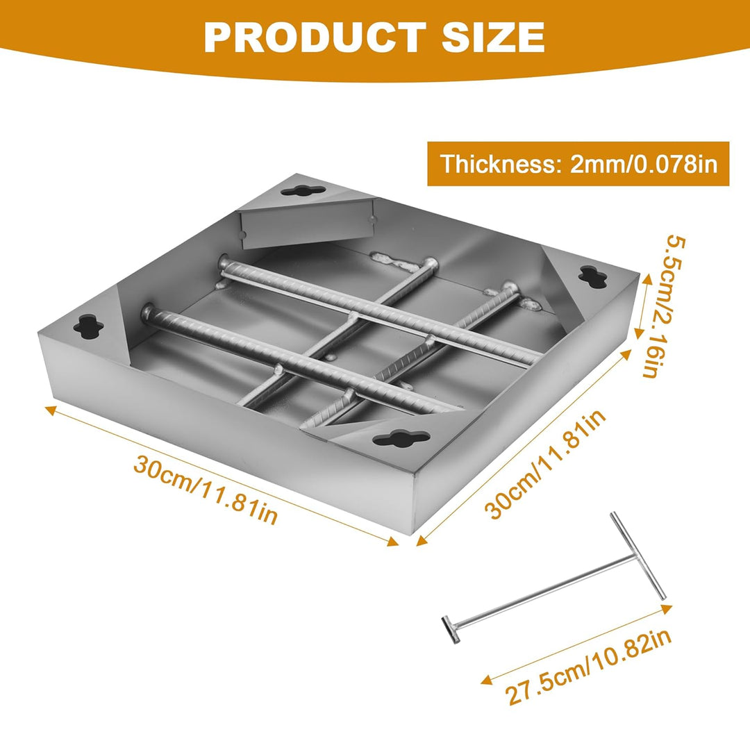 uyoyous Schachtabdeckung 300x300mm 201 Edelstahl Versenkte Schachtdeckel mit Rahmen Unsichtbare Scha