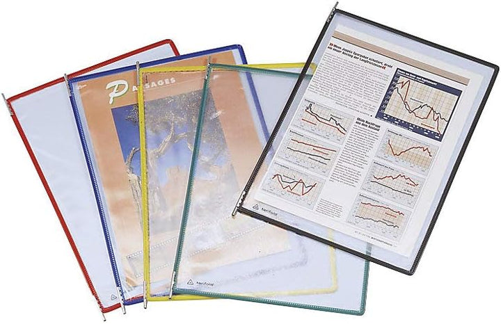 Tarifold 114005 - A4 PVC-Taschen mit Zapfen für Wanddisplayset und Dokumentenablage aus Metall, grün