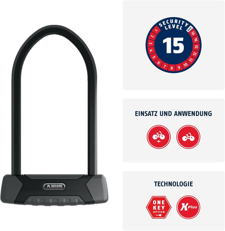 ABUS Bügelschloss Granit XPlus 540 + SH B-Halterung - Fahrradschloss mit XPlus Zylinder als Manipula