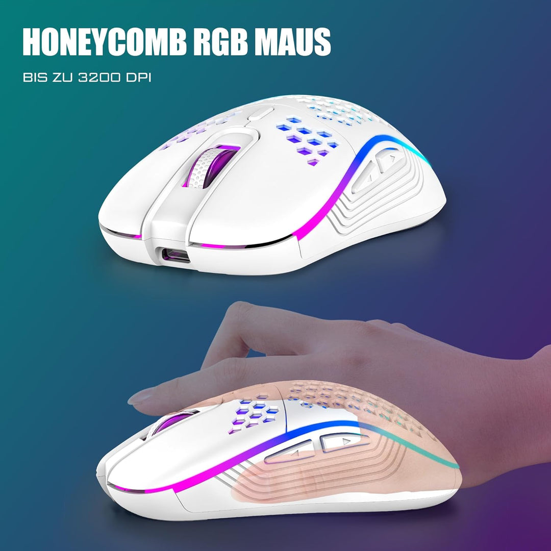 RedThunder 75% Kabelloses Gaming Tastatur und Maus Set, QWERTZ DE Layout, 85 Tasten, Wiederaufladbar