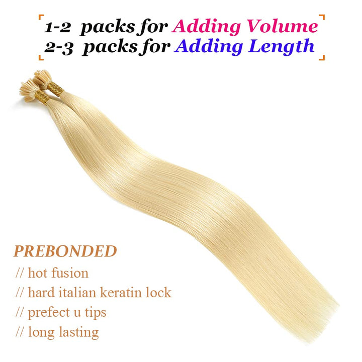 YILITE Bondings Extensions Echthaar 35cm 40g 50 Strähne Remy U Tip Extensions Echthaar Bondings Exte