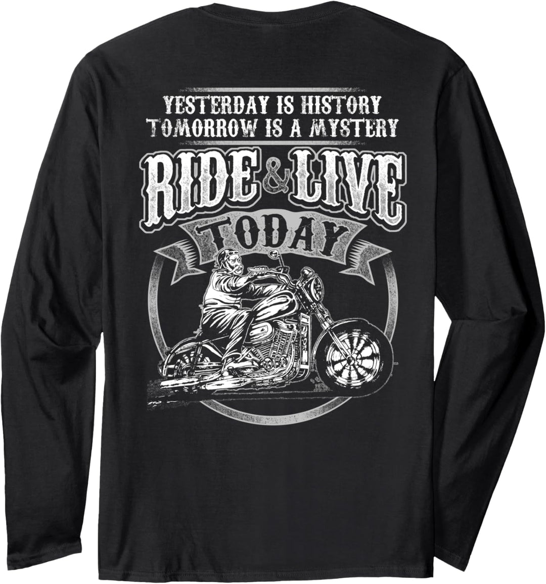 Gestern Morgen Fahrt Live Heute Biker Motorrad Shirt Langarmshirt