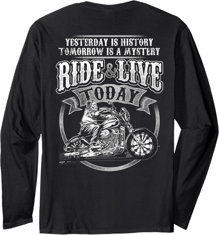 Gestern Morgen Fahrt Live Heute Biker Motorrad Shirt Langarmshirt
