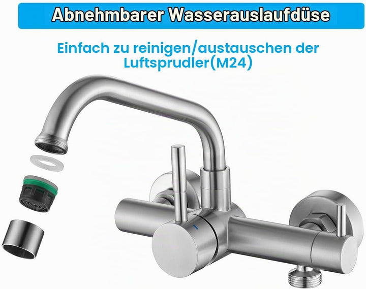 Wasserhahn Küche Wandmontage für Geschirrspüler/Waschmaschine, Küchenarmatur Wand Mischbatterie mit