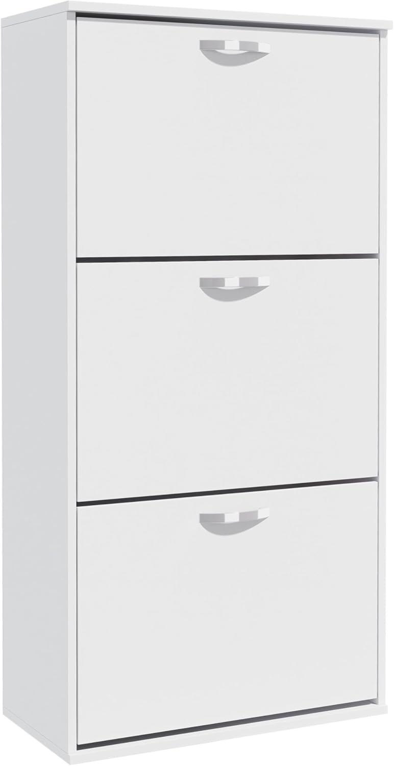 Garvis Doppellagig Schuhschrank 3 Klappen – Hohe Kapazität (16 Paar) – Schmal 60x105x28 cm – MDF Rus