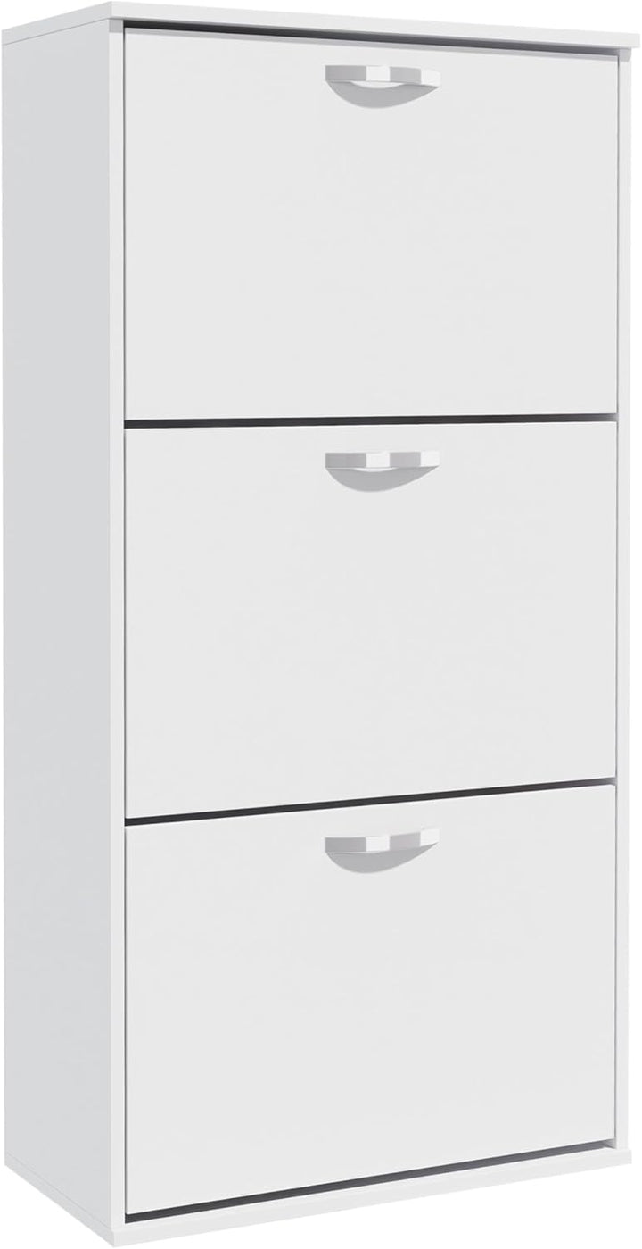 Garvis Doppellagig Schuhschrank 3 Klappen – Hohe Kapazität (16 Paar) – Schmal 60x105x28 cm – MDF Rus