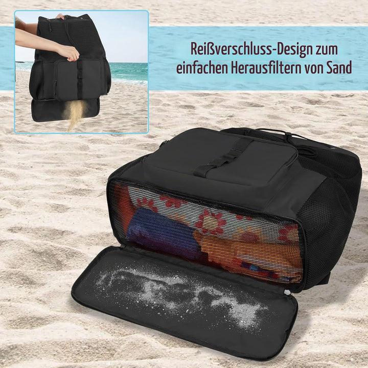 Fasrom Mesh Strandrucksack mit Reissverschluss unten, Sport Gym Rucksack zum Schwimmen, Strand und P