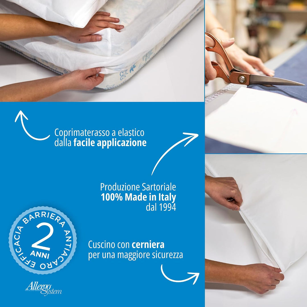 Allergosystem Anti-Milben-Reiseset Wolke Matratzenschoner 170x200x20 e 50x80 cm, 170x200x20 e 50x80