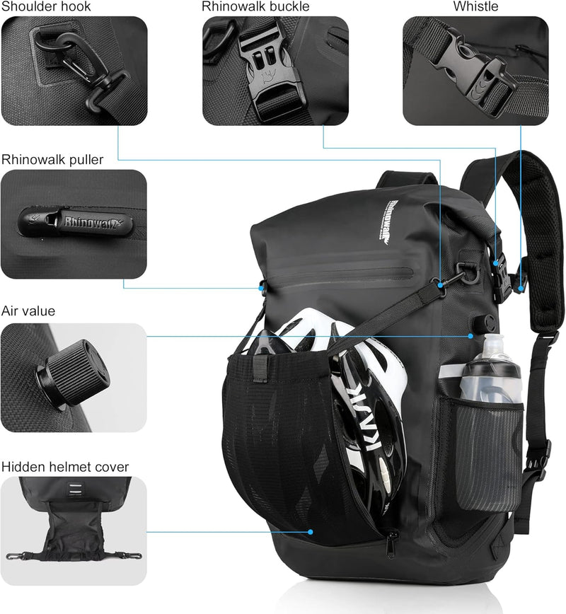Rhinowalk Fahrrad Gepäckträgertasche Wasserdicht 22L Fahrradtasche Hinterradtasche Gepäckträger Seit