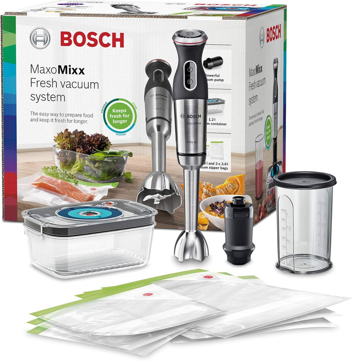 Bosch Stabmixer MaxoMixx MS8CM61V1, Vakuum-Funktion, Edelstahl-Mixfuss, Mix- und Messbecher, Vakuum-