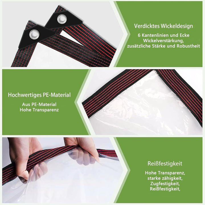 Abdeckplane Mit öSen,Transparente Plane Wasserdicht,Regenplane Zeltplane,Abdeckfolie FüR GartenmöBel