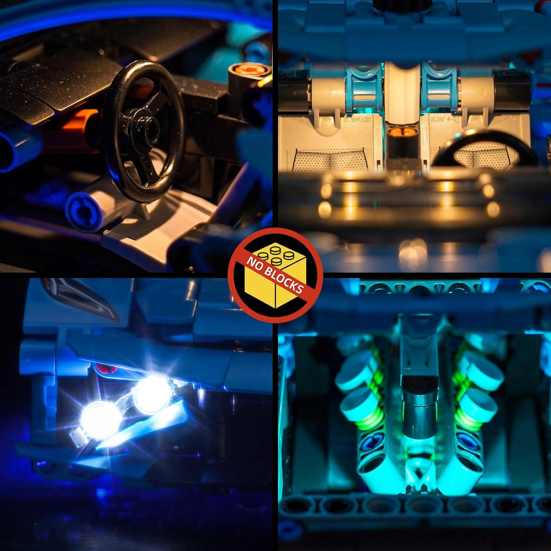 Led Licht Set Kompatibel mit Lego 42217 Chevrolet Corvette Stingray Blue (Kein Modell), Touch Dimmer