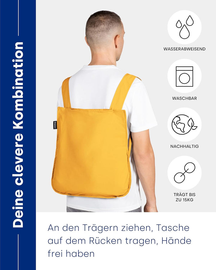 Notabag Original 2 in 1 Backpack and Bag – Backpack waterproof – reusable grocery bags foldable – cl