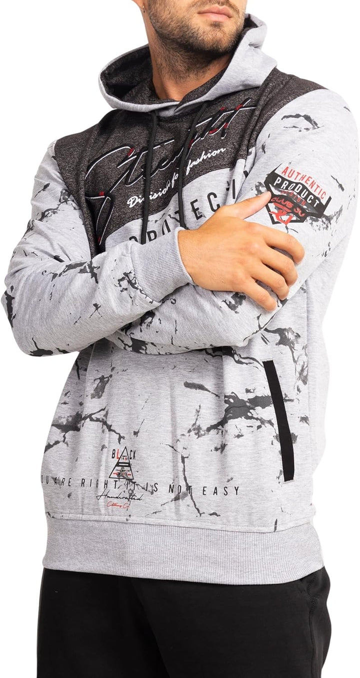 Subliminal Mode Herren-Kapuzen-Sweatshirt, langärmlig, zweifarbig, mit Tasche, lässiger Stil, Basic,