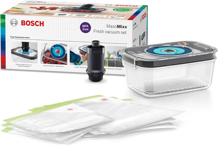 Bosch Vakuum-Frischhalteset MSZV8FS1, Vakuumpumpe, Tritan Vakuum-Frischhaltedose, 3 Vakuum-Frischhal