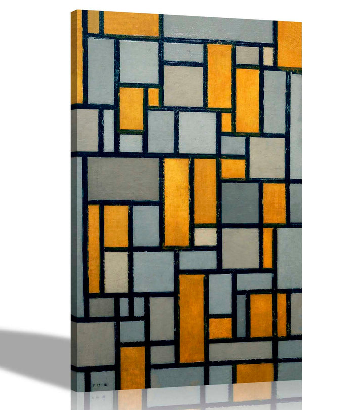 Piet Mondrian Kunstdruck auf Leinwand, gerahmt, 50 x 76 cm Kompositionsraster Nr. 1 50cm x 76cm (20