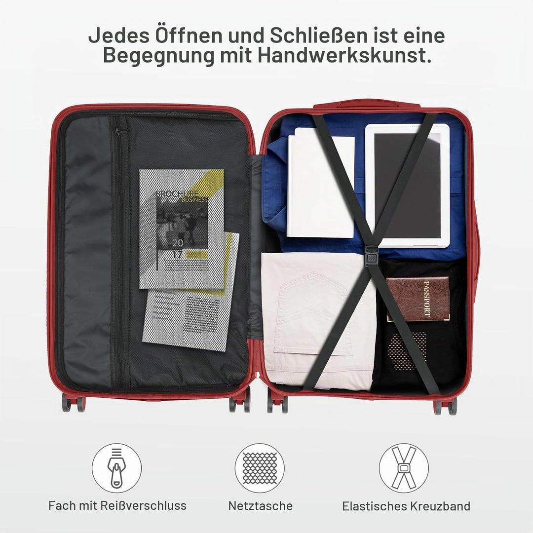 LALAHO Kofferset 3 teilig, Reisekoffer Set, Hartschalen Koffer Set aus ABS, Gepäckset mit Teleskopgr