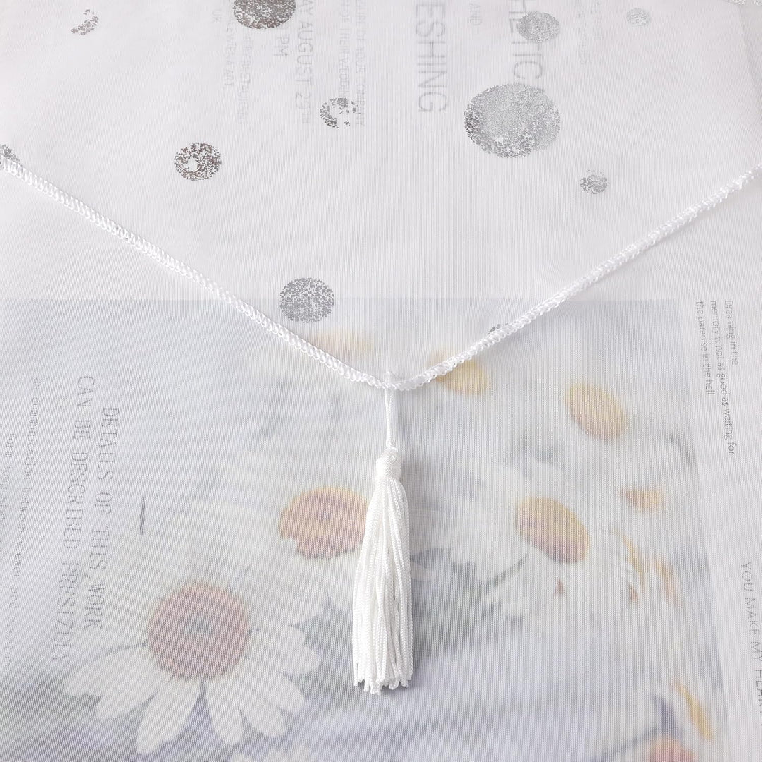 HeichkelL Voile Scheibengardine mit Silbernen Kreisen Bistrogardinen 2er Set Panneaux Doppelschicht