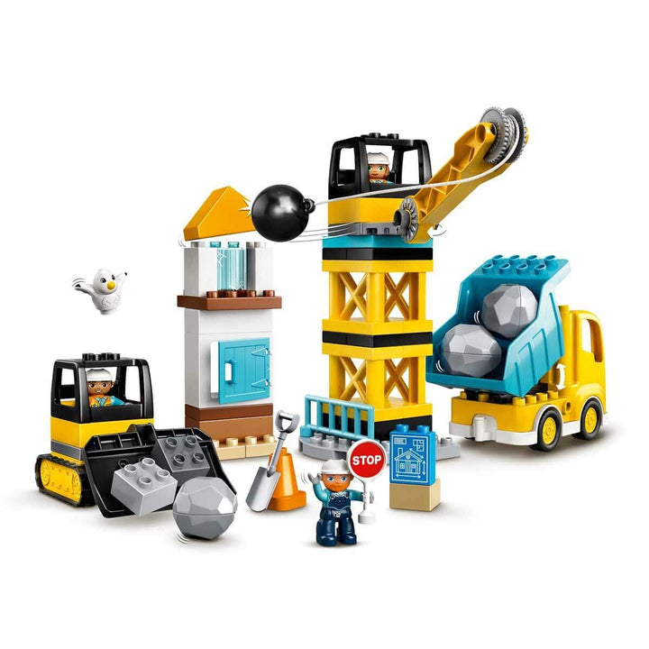 LEGO 10932 DUPLO Baustelle mit Abrissbirne, Spielzeug mit Baustellenfahrzeugen wie LKW, Kran und Bag