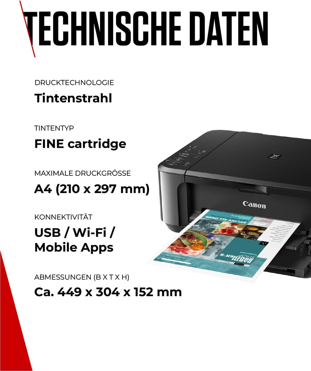 Canon PIXMA MG3650S Drucker Farbtintenstrahl DIN A4 (Scanner, Kopierer, Bürodrucker, 4.800 x 1.200 d