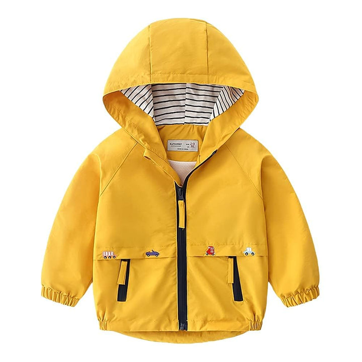 Volunboy Baby Kapuzen Jackets, Jungen Langarm Winddicht Mantel Cartoon Aufdruck Jacken, Gelb
