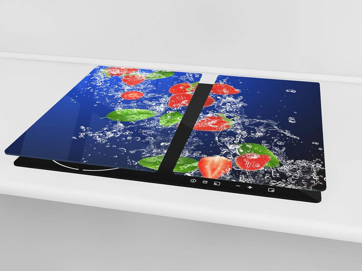 Küchenbrett aus Hartglas und Induktionskochplattenabdeckung – Schneideplatten SINGLE mit 60 x 52 cm