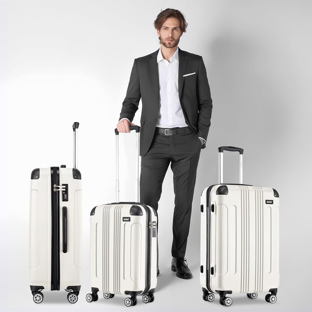 KONO 65cm Koffer Mittelgross Hartschale Trolley Rollkoffer Reisekoffer mit 4 Rollen 65x42x26cm (Koff