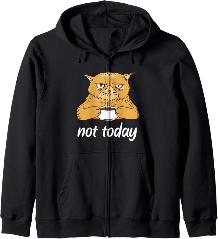 Nicht Heute Grimmige Katze Kater Mit Tasse Kaffee Geschenk Kapuzenjacke