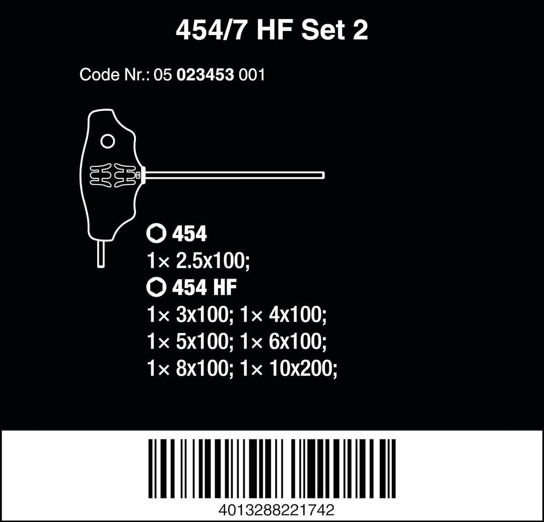 Wera 05023453001 454/7 HF Set 2, Quergriff-Schraubendreher-Satz, 7-teilig Schwarz Hex-Plus - metrisc
