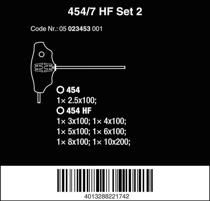 Wera 05023453001 454/7 HF Set 2, Quergriff-Schraubendreher-Satz, 7-teilig Schwarz Hex-Plus - metrisc