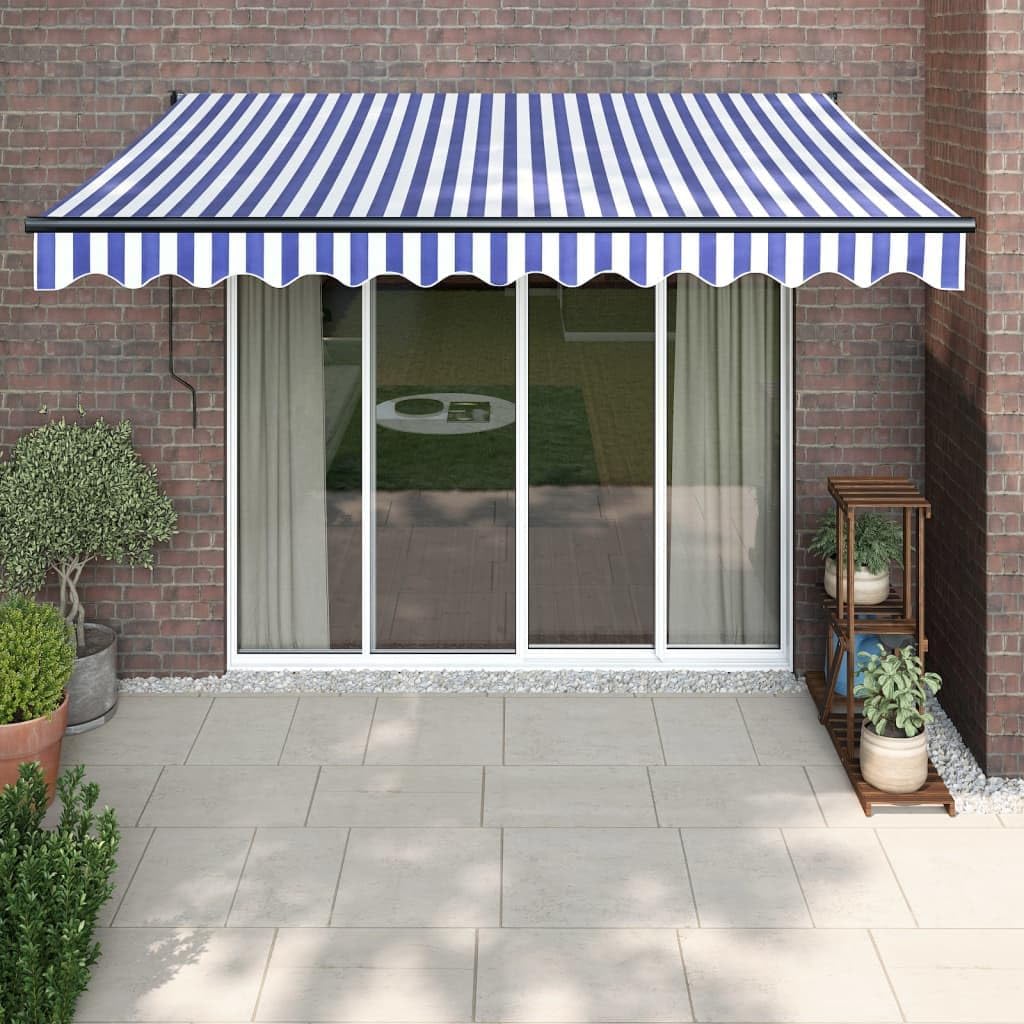 vidaXL Elektrische Markise mit Kurbel Blau und Weiss 3x2,5 m 3 x 2.5 m Blau und Schwarz, 3 x 2.5 m B