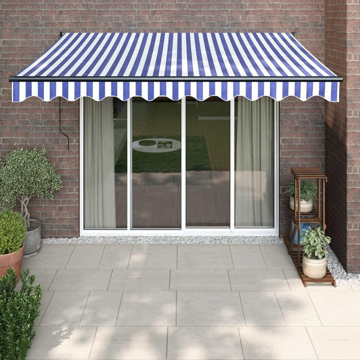 vidaXL Elektrische Markise mit Kurbel Blau und Weiss 3x2,5 m 3 x 2.5 m Blau und Schwarz, 3 x 2.5 m B