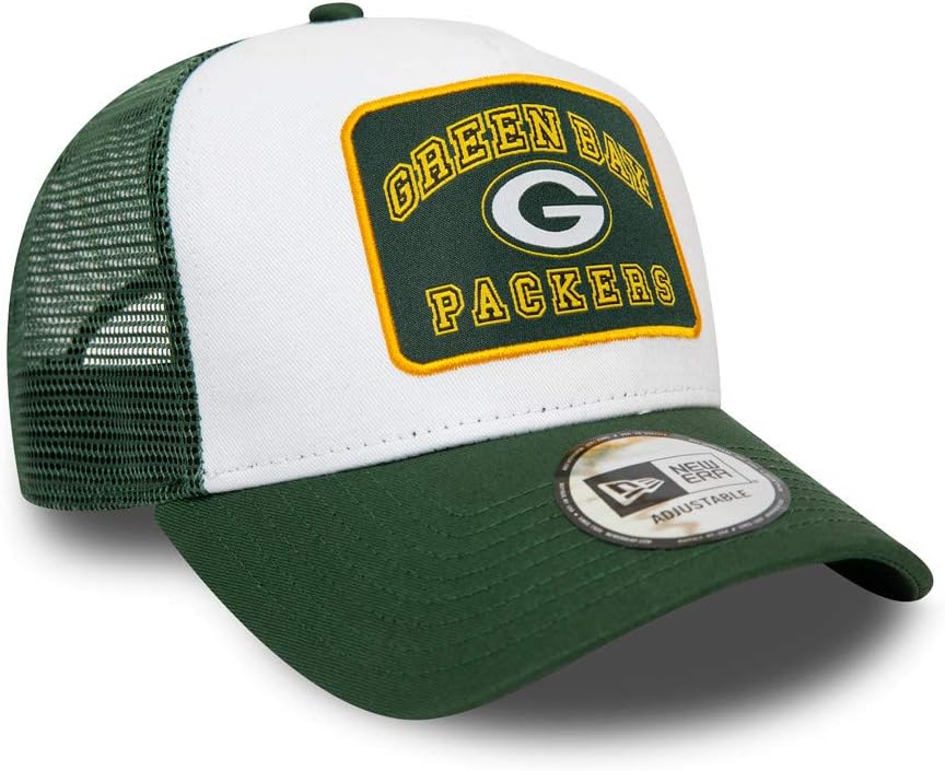 New Era Green Bay Packers A Frame Adjustable Trucker Cap Graphic Patch Einheitsgrösse White/Green, E