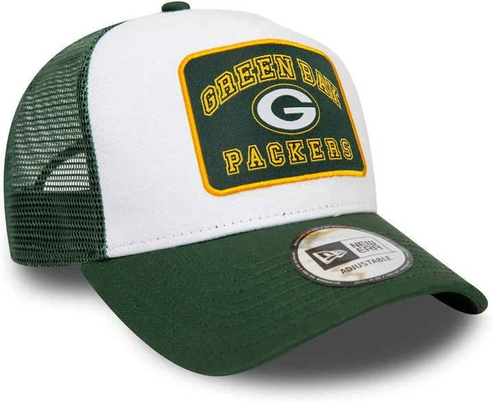 New Era Green Bay Packers A Frame Adjustable Trucker Cap Graphic Patch Einheitsgrösse White/Green, E