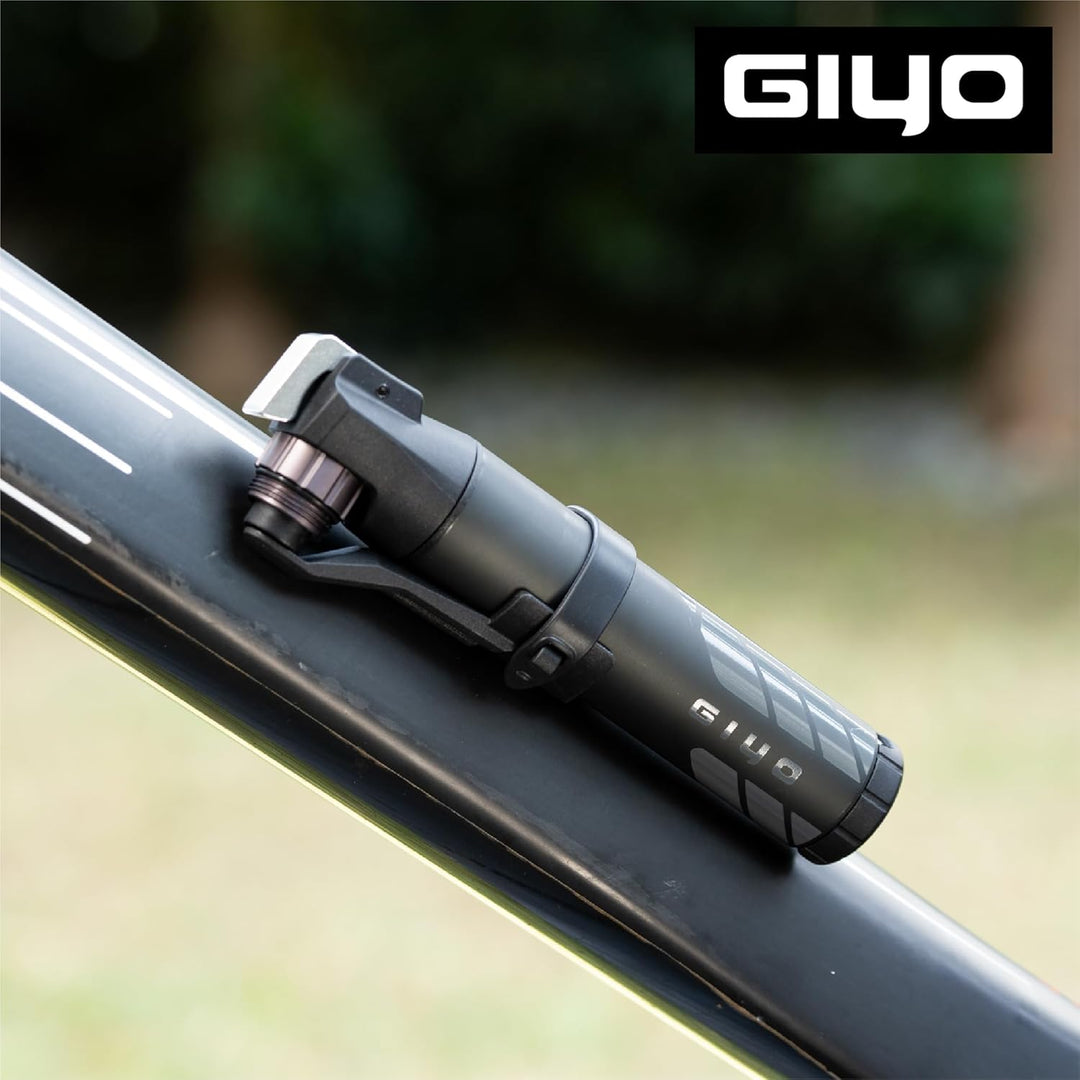 GIYO GM-45CT Mini-Fahrradpumpe, 2-Stage Hochvolumen (80cc) / Hochdruck-Alu-Pumpe (7 bar) für Mountai